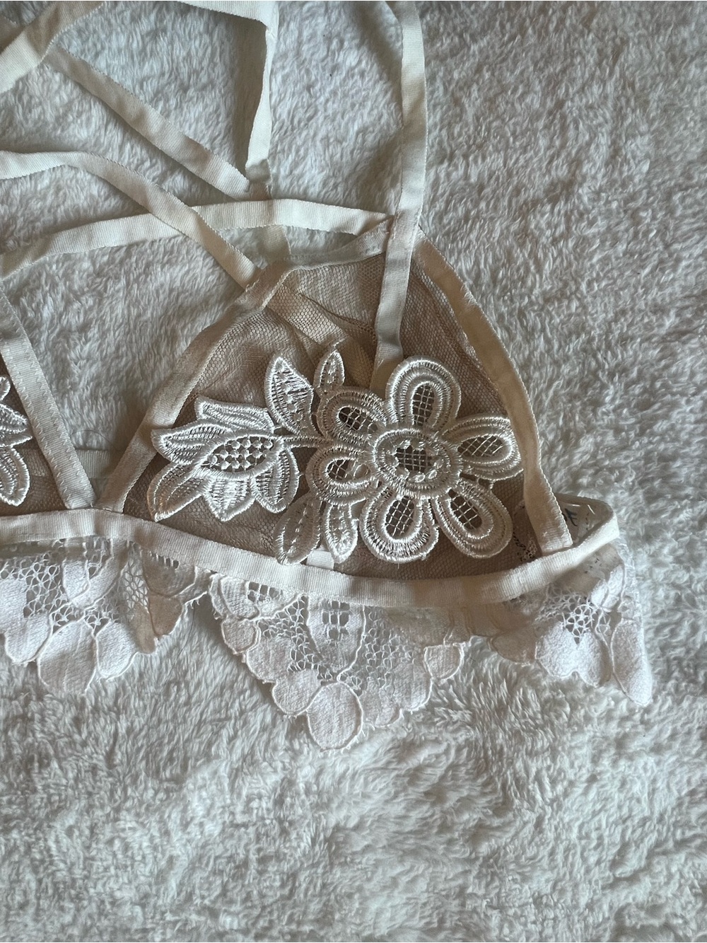 For Love & Lemons Skivvies Floral Lace Bralette Ivory Nude Size M - Picture 2 of 5